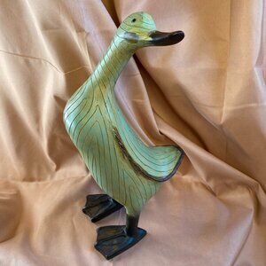 Tii Collections Resin Wood-Look Distressed Green Wash & Brown 11.5"H Duck